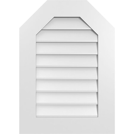 Ekena Millwork Octagonal Top Surface Mount PVC Gable Vent w/ 3-1/2"W x 1"P Standard Frame, 20"W x 28"H GVPOT20X2801SN